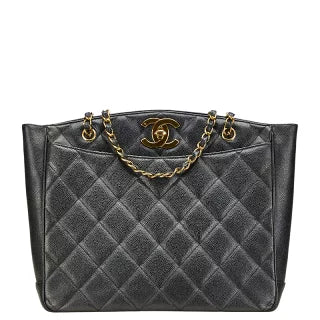 シャネル マトラッセ ココマーク チェーン トートバッグ ワンショルダーバッグ ブラック キャビアスキン レディース CHANEL 【中古】