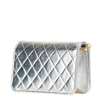 シャネル マトラッセ ココマーク チェーン ショルダーバッグ シルバー レザー レディース CHANEL 【中古】