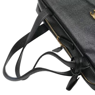 シャネル ココマーク ビジネスバッグ ブリーフケース ブラック キャビアスキン メンズ CHANEL 【中古】