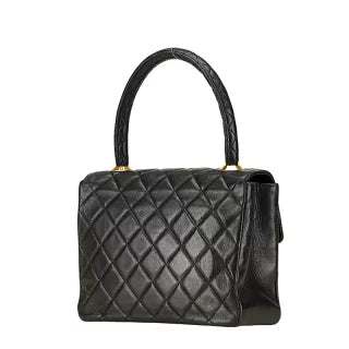 シャネル マトラッセ ココマーク ハンドバッグ トップハンドル ブラック ラムスキン レディース CHANEL 【中古】