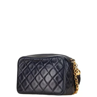 シャネル マトラッセ ココマーク フリンジ チェーン ショルダーバッグ ネイビー ラムスキン レディース CHANEL 【中古】