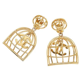 シャネル ヴィンテージ ココマーク 鳥かご イヤリング ゴールド メッキ レディース CHANEL 【中古】