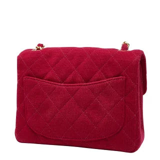 シャネル ココマーク ミニマトラッセ 17 チェーン ショルダーバッグ レッド コットン レディース CHANEL 【中古】