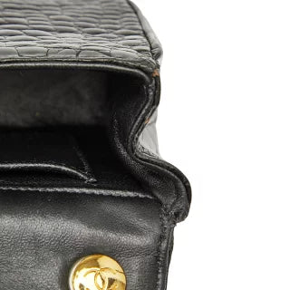 シャネル ココマーク クロコ型押し チェーン ショルダーバッグ ブラック パテントレザー レディース CHANEL 【中古】