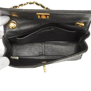 シャネル ココマーク クロコ型押し チェーン ショルダーバッグ ブラック パテントレザー レディース CHANEL 【中古】