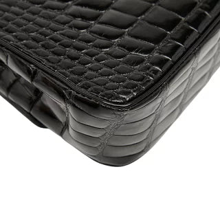 シャネル ココマーク クロコ型押し チェーン ショルダーバッグ ブラック パテントレザー レディース CHANEL 【中古】