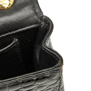シャネル ココマーク クロコ型押し チェーン ショルダーバッグ ブラック パテントレザー レディース CHANEL 【中古】