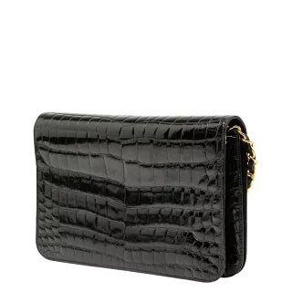 シャネル ココマーク チェーン ショルダーバッグ ブラック クロコダイル レディース CHANEL 【中古】