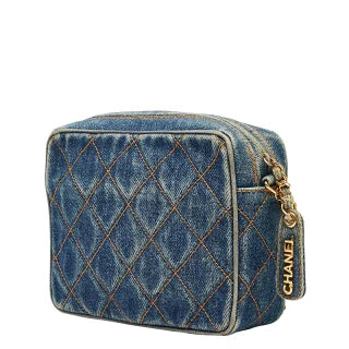 シャネル ココマーク マトラッセ チェーン ショルダーバッグ インディゴブルー デニム レディース CHANEL 【中古】