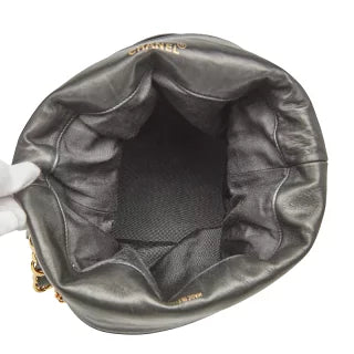 シャネル ココマーク マトラッセ 巾着型 チェーン ショルダーバッグ ブラック ラムスキン レディース CHANEL 【中古】