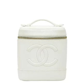 シャネル ココマーク バニティバッグ ハンドバッグ ホワイト キャビアスキン レディース CHANEL 【中古】