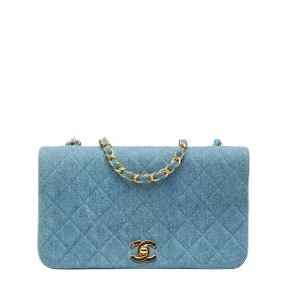 シャネル ココマーク マトラッセ チェーンショルダーバッグ ブルー デニム レディース CHANEL 【中古】