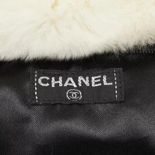 シャネル ココマーク アームウォーマー チェーンショルダーバッグ ホワイト ブラック ラビットファー レディース CHANEL 【中古】