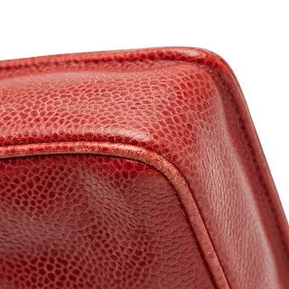 シャネル ココマーク チェーンショルダーバッグ ポーチ レッド キャビアスキン レディース CHANEL 【中古】