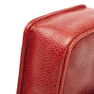 シャネル ココマーク チェーンショルダーバッグ ポーチ レッド キャビアスキン レディース CHANEL 【中古】