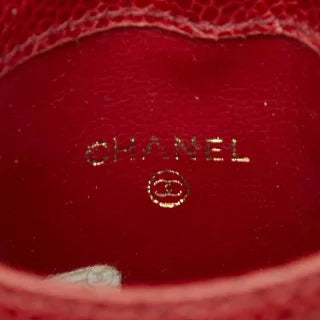 シャネル ココマーク チェーンショルダーバッグ ポーチ レッド キャビアスキン レディース CHANEL 【中古】