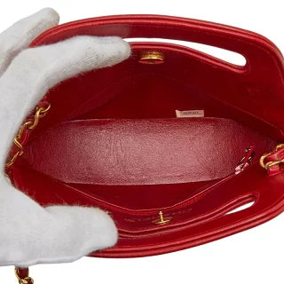 シャネル ココマーク マトラッセ チェーンショルダーバッグ ミニハンドバッグ 2WAY レッド ラムスキン レディース CHANEL 【中古】