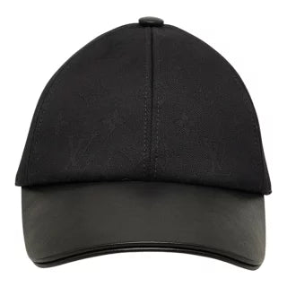 ルイ ヴィトン モノグラム LV ファースト ベースボールキャップ M7088M ブラック レザー コットン シルク レディース LOUIS VUITTON 【中古】