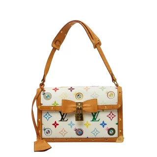 ルイ ヴィトン アイラブ モノグラム 村上隆 ショルダーバッグ M92055 ブロン ホワイト PVC レザー レディース LOUIS VUITTON 【中古】