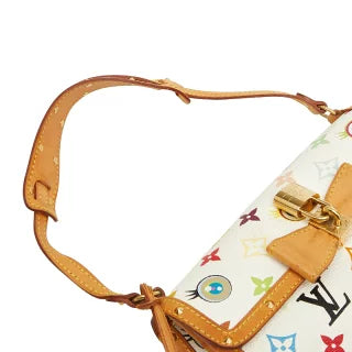 ルイ ヴィトン アイラブ モノグラム 村上隆 ショルダーバッグ M92055 ブロン ホワイト PVC レザー レディース LOUIS VUITTON 【中古】