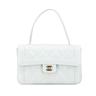 シャネル ココマーク ワイルドステッチ ハンドバッグ ライトブルー ラムスキン レディース CHANEL 【中古】