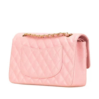シャネル マトラッセ ココマーク Wフラップ チェーン ショルダーバッグ ハンドバッグ ピンク キャビアスキン レディース CHANEL 【中古】