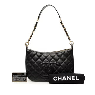 シャネル ココマーク マトラッセ チェーン ショルダーバッグ ワンショルダー ブラック キャビアスキン レディース CHANEL 【中古】