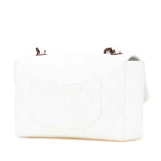 シャネル マトラッセ ココマーク ウッド チェーン ショルダーバッグ ホワイト ブラウン キャビアスキン レディース CHANEL 【中古】