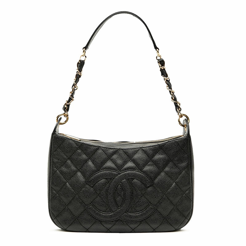 シャネル マトラッセ ココマーク チェーン ショルダーバッグ ハンドバッグ ブラック キャビアスキン レディース CHANEL 【中古】