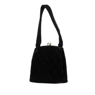 シャネル マトラッセ ココマーク ミニハンドバッグ ブラック ベロア レディース CHANEL 【中古】