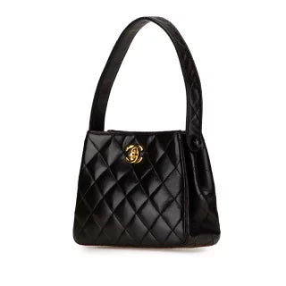シャネル マトラッセ ココマーク ミニハンドバッグ ブラック ラムスキン レディース CHANEL 【中古】