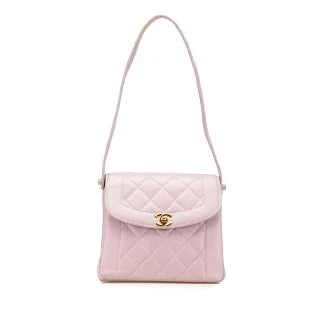 シャネル マトラッセ ダイアナ ワンショルダーバッグ ハンドバッグ パープル ラベンダー ラムスキン レディース CHANEL 【中古】