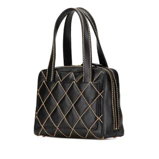 シャネル ココマーク ワイルドステッチ ハンドバッグ ブラック レザー レディース CHANEL 【中古】