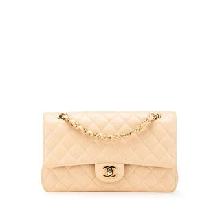 シャネル マトラッセ25 ダブルフラップ ココマーク チェーン ショルダーバッグ ベージュ キャビアスキン レディース CHANEL 【中古】