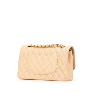 シャネル マトラッセ25 ダブルフラップ ココマーク チェーン ショルダーバッグ ベージュ キャビアスキン レディース CHANEL 【中古】
