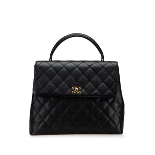 シャネル マトラッセ ココマーク ハンドバッグ ブラック キャビアスキン レディース CHANEL 【中古】