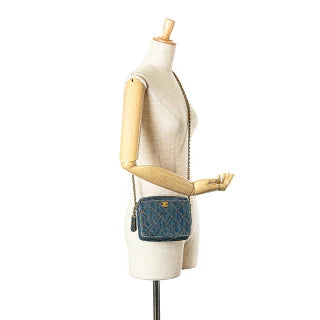 シャネル マトラッセ ココマーク チェーン ショルダーバッグ インディゴブルー ゴールド金具 デニム レディース CHANEL 【中古】