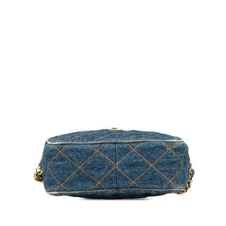シャネル マトラッセ ココマーク チェーン ショルダーバッグ インディゴブルー ゴールド金具 デニム レディース CHANEL 【中古】