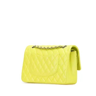 シャネル マトラッセ25 ココマーク Wフラップ チェーン ショルダーバッグ ハンドバッグ イエロー ラムスキン レディース CHANEL 【中古】