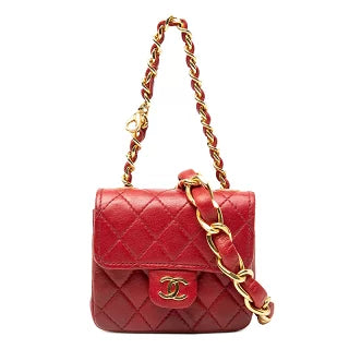 シャネル チェーン ショルダーバッグ レッド ゴールド ラムスキン レディース CHANEL 【中古】