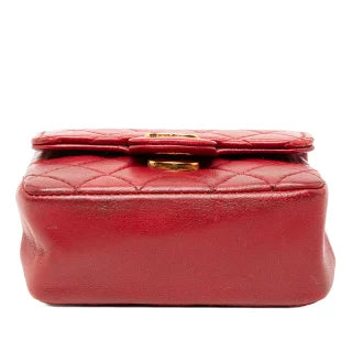 シャネル チェーン ショルダーバッグ レッド ゴールド ラムスキン レディース CHANEL 【中古】