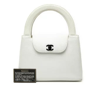 シャネル ココマーク ハンドバッグ ホワイト レザー レディース CHANEL 【中古】