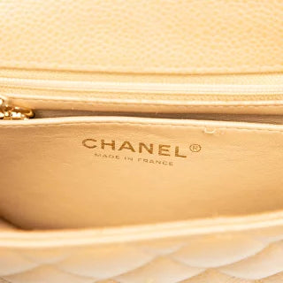 シャネル ミニマトラッセ ココマーク 斜め掛け チェーン ショルダーバッグ ベージュ キャビアスキン レディース CHANEL 【中古】