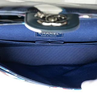シャネル エアライン マトラッセ ココマーク Wフラップ チェーン ショルダーバッグ ハンドバッグ ネイビー ホワイト マルチカラー ラムスキン レディース CHANEL 【中古】