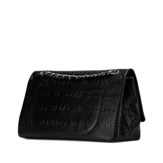 シャネル 2.55 アンリミテッド Wフラップ チェーン ショルダーバッグ ハンドバッグ ブラック レザー レディース CHANEL 【中古】