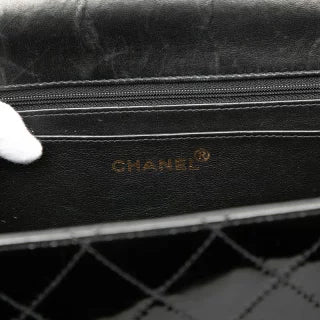 シャネル マトラッセ ココマーク チェーン ショルダーバッグ ブラック パテントレザー レディース CHANEL 【中古】